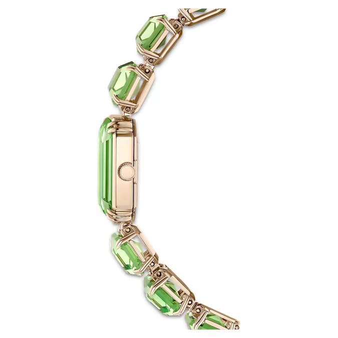 Image of Swarovski Millenia Watch, Octagon Cut Bracelet, Green, Champagne Gold-Tone Finish
