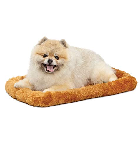 Image of MidWest Homes for Pets QuietTime XS Dog Bed - Cinnamon Faux Fur Bolster, Ultra-Soft and Machine Washable, Fits 22-Inch Crates and Carriers, for Small Dogs and Cats