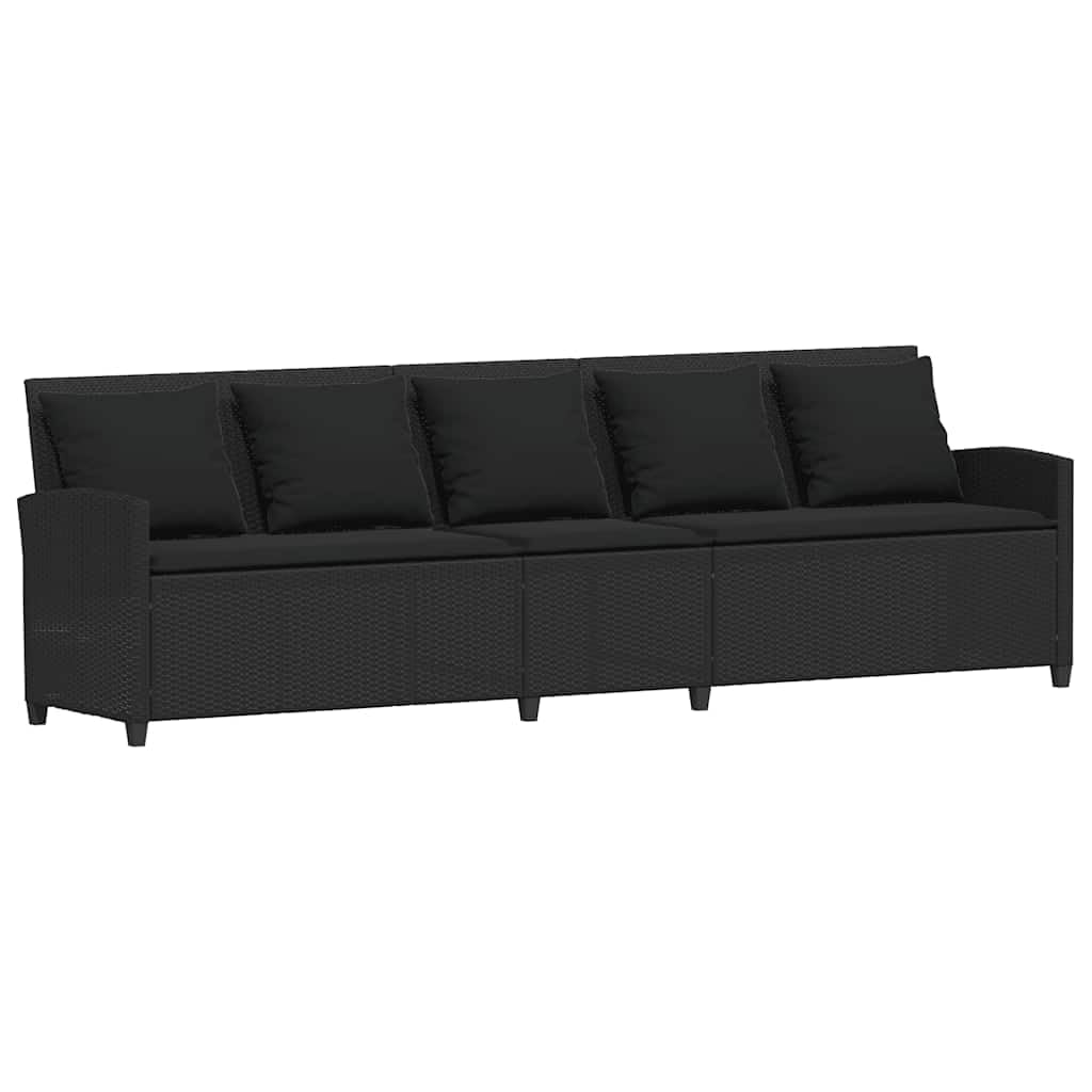 Ecklounge Rattan Gartenlounge Set Gartenmöbel Klein Sofagarnitur Balkonlounge Balkon Loungemöbel Rattan Gartensofa mit Kissen Schwarz 4-TLG Type-1