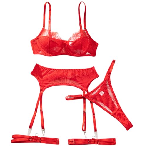 Lingerie Femme Ensemble 5 Pièces Soutien-Gorge Push-Up Dentelle