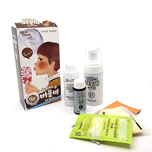 The Elixir Beauty Fascy Korean Cosmetic 6.0F Light Brown Bubble&B Bubble Forming Hair Color Easy Permanent Hair Dye Kit, Ammonia Free, Nourishing Hair Color