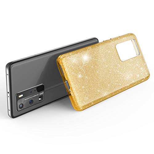 NALIA Glitter Cover Per Huawei P40 Pro – Custodia Morbida In TPU Con Brillantini, Trasparente, Protezione Antiurto