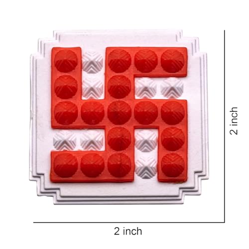 Image of Vastu Plastic Red & White Swastik Pyramid Plate for Positive Energy | Size - 2 Inch | Vastu Remedy | Multicolour, Wall Hanging Swastik | Pack of 1