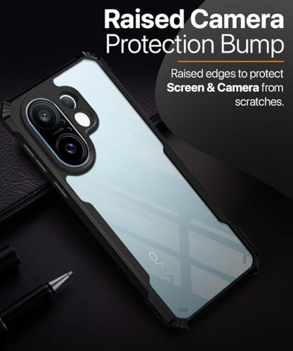 Image of WOW IMAGINE Shock Proof Clear Protective Back Case for Vivo X200 FE - AirEDGE Technology | 360 Degree Camera Protection | Transparent Hybrid Back Case Mobile Cover - Black
