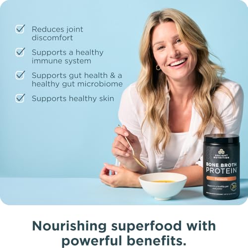 Ancient Nutrition Grass Fed, Cage Free, Bone Broth Protein Powder, 20g Protein, Hydrolyzed Collagen Peptides, Keto & Paleo Friendly, Supports Joint & Gut Health, Turmeric, 20 Servings - Image 4