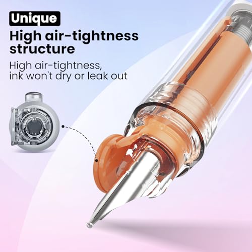 Image of WRITECH Retractable Fountain Pen Set: Fine Nib Black Ink Pen Includes 5 Ink Cartridges No Leaking for Smooth Writing (Orange)