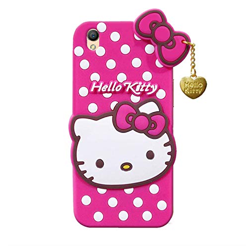 Image of Unirock Hello Kitty Back Case Cover for Oppo A37| 3D Cute Hello Kitty Case |Soft Silicone Rubber Back Cover with Pendant Kitty Cover for Oppo A37 (Pink)