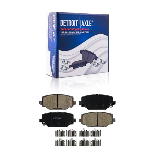 Image of Detroit Axle - Rear Brake Kit for Chrysler Town & Country Dodge Journey | Dodge Grand Caravan C /V, Drilled & Slotted Brakes Rotors and Ceramic Brake Pads Replacement 12.91'' inch Rotor