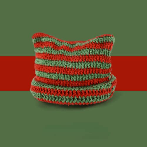 Crochet Hats for Women Cat Beanie Vintage Beanies Women Fox Hat Grunge Accessories Slouchy Beanies for Women: One Size Red