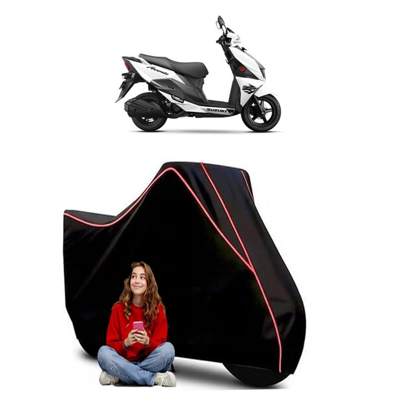 Image of Avenis Standard Scooty Bike Cover Water Resistant Outdoor Use Universal Fit Scooters Motorcycles Heavy Duty UV Protection Dust Rain Scratch Resistant Elastic Bottom Black Blue Piping