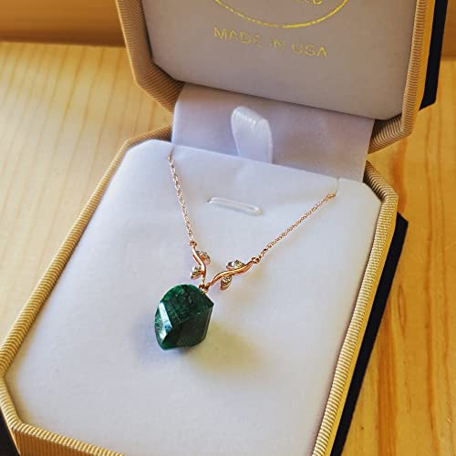 Galaxy Gold GG 14K Solid Gold Necklace with Natural Diamonds and Twisted Briolette Emerald4