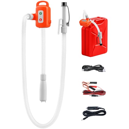 Elektrische Kraftstoffpumpe, Auto-Stop-Sensor 2,4 GPM Pumpe Tragbare Flüssigkeitspumpe Benzinpumpe Dieselpumpe Ölpumpe für Benzin, Diesel, Öl, Wasser mit Bürstenlosem Motor und 2000-mAh-Li-Ionen-Akku
