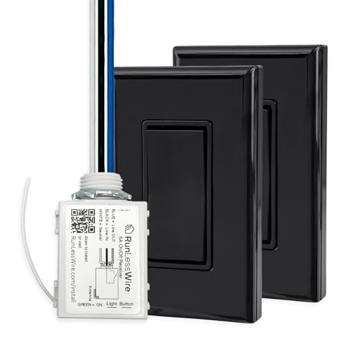 Image of RunLessWire 3-Way Battery-Free Wireless Light Switch Kit - Black