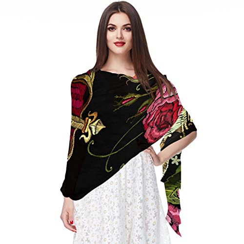 Châles et écharpes vintage tête de mort tropicale multicolore doux et chauds pour la mi-saison