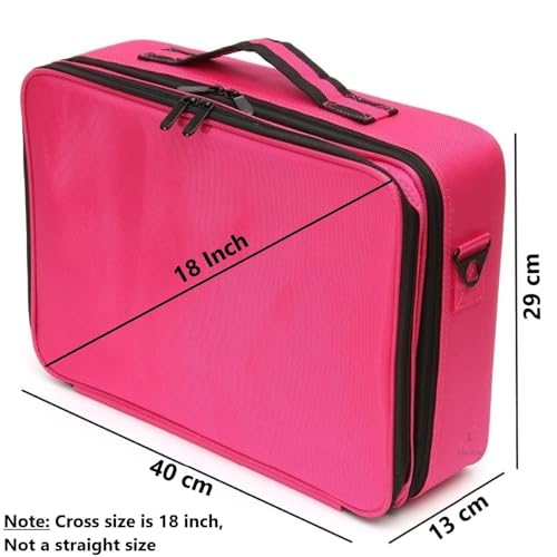Image of SHAMAX Professional Extra Large Size 41cm x 30 cm x 12cm Makeup Box for Girls,Makeup Box Vanity, Makeup Kit Pouch, Cosmetic Bag, Makeup Brush Organizer and Vanity Bag, Toiletry Jewellery Box