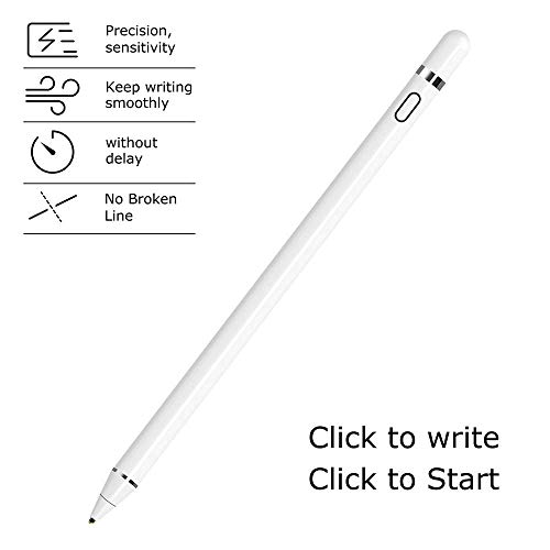Dogain Active Stylus Pen For Android,Ios, Ipad/Ipad 2/New Ipad 3/Ipad4/Ipad Pro/Ipad Mini/Ipad Mini 2/3 /4 And Most Tablet,1.5Mm Fine Point Rechargeable Digital Stylus Pen（White） #TOP2