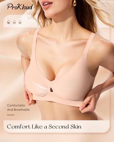 Image of ProKloud Bras for Women No Underwire Wireless Jelly Bras Full Coverage Seamless Push Up Bralettes Support Tshirt Bra