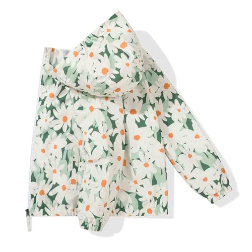 Image of SUNDAY ROSE Girls Windbreaker Jackets Lightweight Water Resistant Coat Outwear with Hooded for Kids