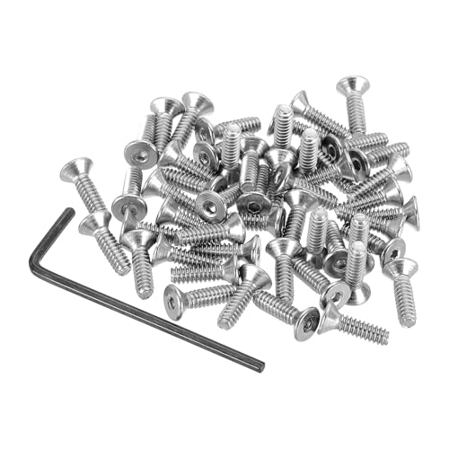 PATIKIL 50Pcs #6-32 x 1/2" Flat Head Socket Cap Screws Machine Screws