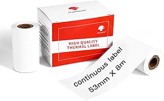 Phomemo 2 Rolls Thermal Continuous Label Paper, 53mm Thermal Continuous Paper, 53mm*8m, Compatible with Phommeo M200 Label Printer, Suitable for Office, Bills, Custom Patterns, 8m/roll. (2 Rolls)