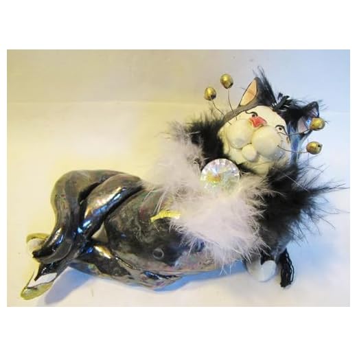 WhimsiClay Glamour Cat with Swarovski Crystal