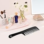 2PCS Wide Tooth Comb for Curly Hair, Large Detangling Comb for Wet or Dry Hair, Shower Comb for Women and Men(Black-Pink) - Image 4