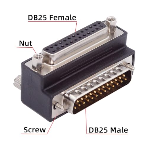 Adaptador conector DB25 macho a hembra angular 90° miniatura 3