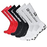Fußballsocken für Kinder und Herren, Unisex Stutzenstrümpfe mit Anti-Rutsch-Griffen und Kompressionsstretch für sportliche Outdoor-Aktivitäten und Laufen, 3 Paar in Größe 39-46