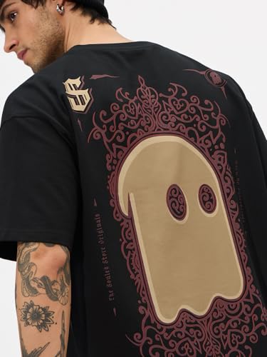 Image of The Souled Store Mr. Soul Men and Boys Short Sleeve Round Neck Purple Graphic Printed Cotton Oversized T-Shirts