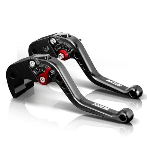 Image of MZS Black Motorcycle Brake Clutch Levers for NX500 CB500 Hornet 2024-2026 | 6-Position Adjustable Reach Short Lever Kit, Anodized CNC Handle with Anti-Slip Stripes, Unbreakable