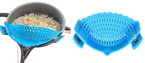 Endegoo Silicone Pot Strainer And Pasta Strainer, Adjustable Silicone Clip On Strainer For Pots Pans And Bowls, Kitchen Strain Colander For Food And Fruit Vegetables (Blue) #TOP3