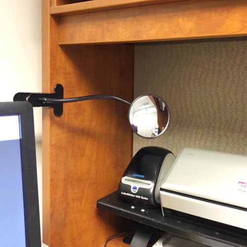Ampper Acrylic Clip On Rear View Cubicle Mirror, Flexible Convex Security Mirror for Personal Safety Desk Rearview Monitors or Anywhere (3.75