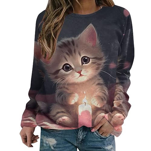 Sweatshirts femme sweat graphique ample col rond hauts manches longues XXL