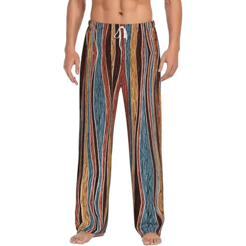 Pantalon de pyjama en polaire homme chaud et léger à rayures colorées et poches pratiques
