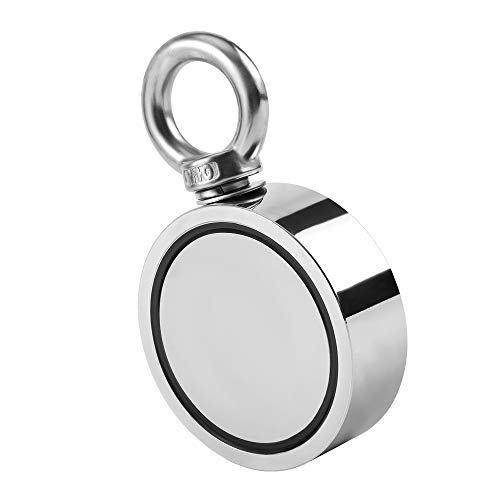 MHDMAG Double Sided Fishing Magnet, Super Powerful Magnet Fishing with 880lbs Combined Strength