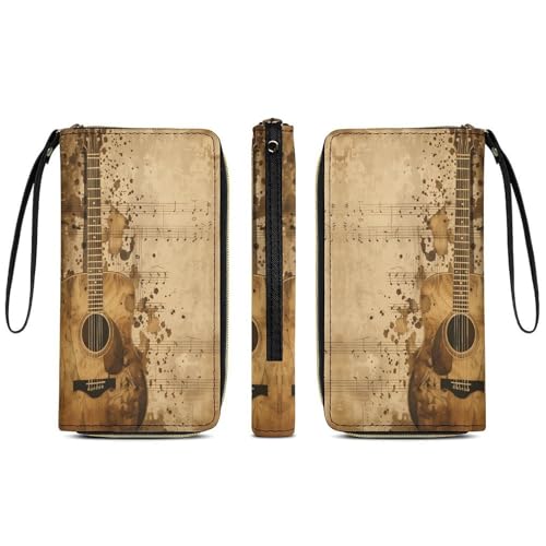 Guitar Sheetmusic Women's Wallet Wristlet Zipper Purse with Hand Strap Travel Credit Card Holder for Daily Use Gifts4