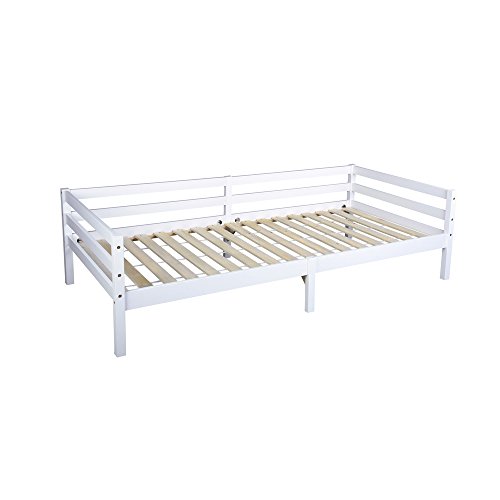 H.J WeDoo Cadre de lit en Bois Unique canapé-lit pour Enfants ou Adulte en Blanc Cover
