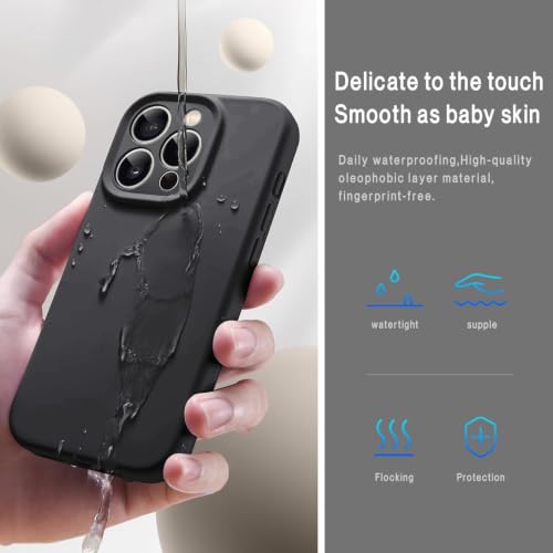 Image of DIZORO Compatible for iPhone 16 Pro Case 6.3, Slim Liquid Silicone 3 Layers Full Covered Soft Gel Rubber Phone Case Protective Cover 6.3 Inch - Black