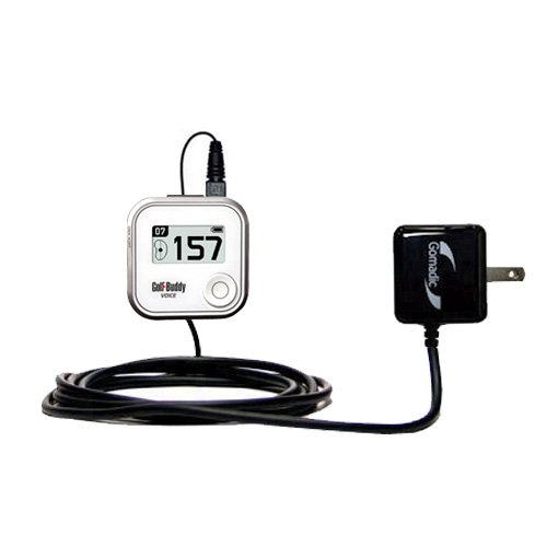 Gomadic Intelligent Compact AC Home Wall Charger Suitable for The Golf Buddy Voice GPS Rangefinder - High Output Power with a Convenient, Foldable Plug Design - Uses TipExchange Technology