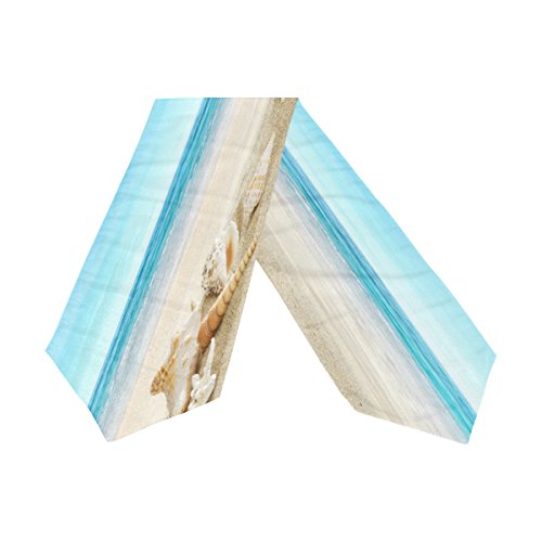 Yochoice Table Runner Home Decor, Stylish Starfish Seashells On Sandy Ocean Beach Table Cloth Runner Coffee Mat For Wedding Party Banquet Decoration 13 X 90 Inches #TOP2