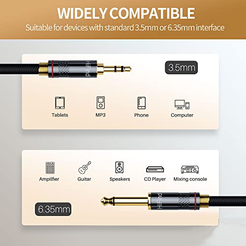 Câble audio 3.5mm vers 6.35mm mâle TRS tressé avec ressort de protection