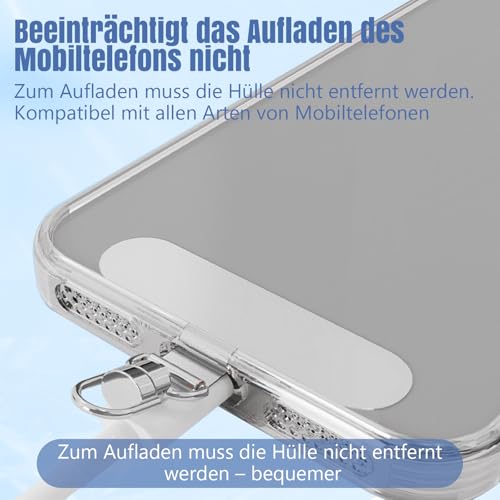Alriedy 4 Stück Handy Patches ohne Kette, Handykette Halterung, Handy Kette Halterung, Halterung für Handykette, Reeloq Pro Handysicherung, 360° Drehbar Universal Edelstahl Pad