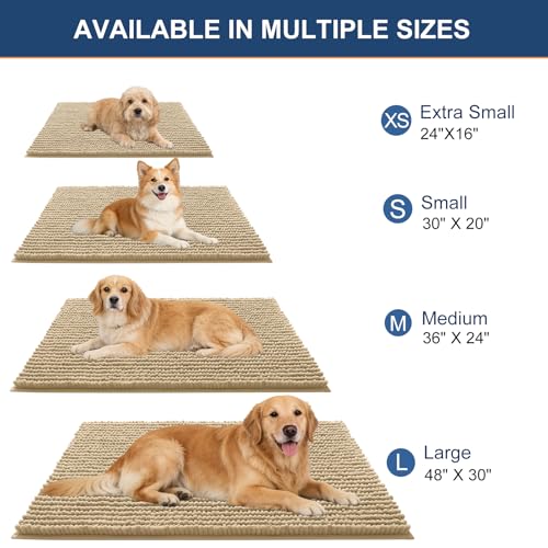 Image of OLANLY Dog Door Mat for Muddy Paws 30x20, Extra Absorbent Chenille Mud Mat
