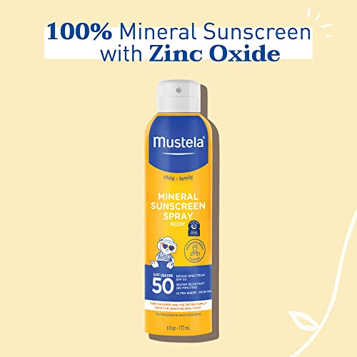 Mustela Baby Mineral Sunscreen Spray Spf 50 Broad Spectrum - Body Sun Spray For Sensitive Skin - Water Resistant & Fragrance Free - 6 Fl.oz. #TOP2
