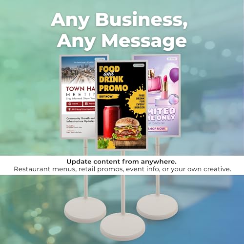 Image of OptiSigns 32 inch Floor Standing Digital Signage Kiosk, Battery Powered Touchscreen Display for Interactive Retail, Events, Full HD with Audio and Wi-Fi, OptiKiosk 32