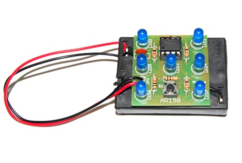 ArliKits AR190/B Elektronischer Würfel mit 7 blauen blinkenden Leuchtdioden Riesenspaß elektrischer Würfelersatz einfacher Löt-Bausatz