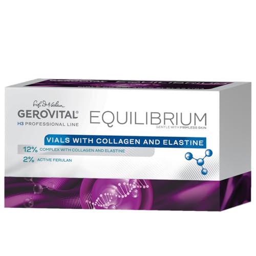Ampollas con 12% de Colágeno y Elastina | Sérum Intensamente Hidratante y Antiarrugas | Protección Antioxidante | Producto Profesional, Gerovital H3 Equilibrium 20 Ampollas x 2 ml