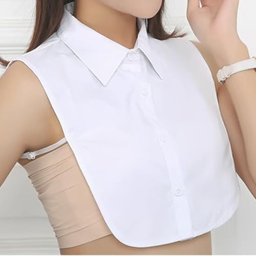 Detachable Collar - Cotton Half Shirt Dickey for Men & Women, 6 Sizes (Plus), White4