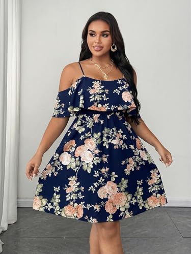Image of Plus Size Summer Dresses for Women Casual Short Sleeves A Line Midi Dress