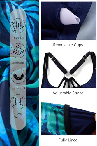 Image of Yonique Two Piece Tankini Swimsuits for Women with Shorts Tummy Control Bathing Suits Athletic Swimwear